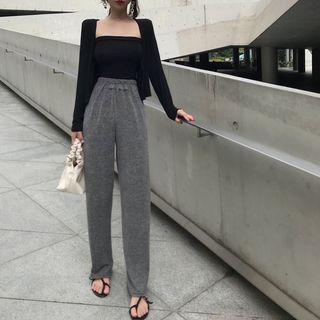 Tube Top / Button Jacket / Wide Leg Pants / Set