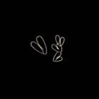 Non-matching Heart Earring 1 Pair - Silver Needle Earrings - One Size