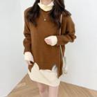 Round-neck Plain Split Oversize Sweater