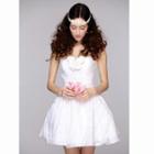 Corsage Strapless Mini Prom Dress