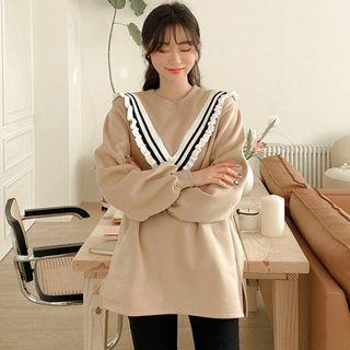 Contrast-trim Frilled Sweatshirt