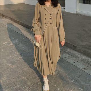 Double-breasted Midi Blazer Dress Green - One Size