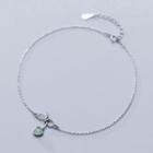 925 Sterling Silver Cat Eye Stone Anklet S925 Silver - As Shown In Figure - One Size