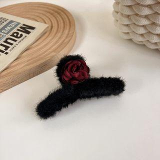 Flower Chenille Hair Clamp 1 Pc - Black - One Size