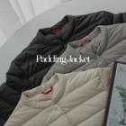 Striped-trim Lightweight Padded Coat With Pouch