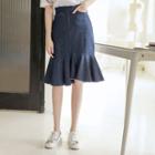 Zip-front Denim Mermaid Skirt