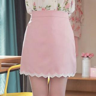 Lace-hem A-line Miniskirt