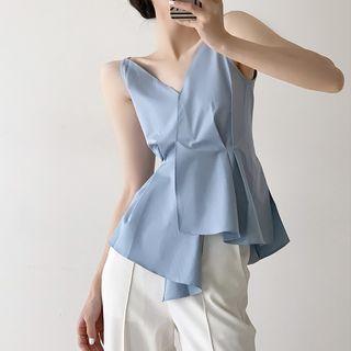 Sleeveless V-neck Asymmetrical Top