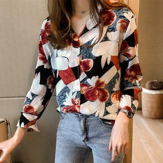 Floral Print Notch-lapel Shirt