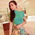 Short-sleeve Mock-neck T-shirt