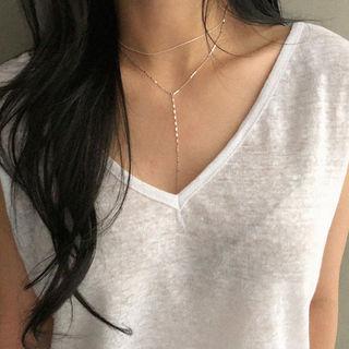 Silver Chain Y-shape Necklace