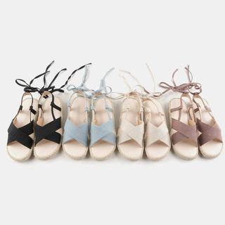 Lace-up Denim Espadrille Sandals
