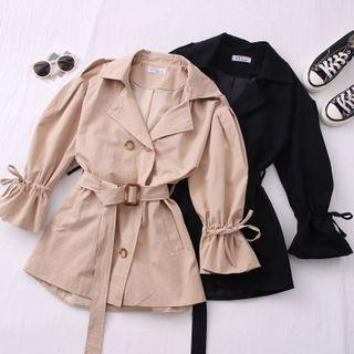 Double-breasted Lapel Jacket With Belt