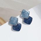 Square Rhinestone Earring 1 Pair - Blue - One Size