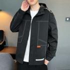 Long-sleeve Contrast Trim Hooded Jacket