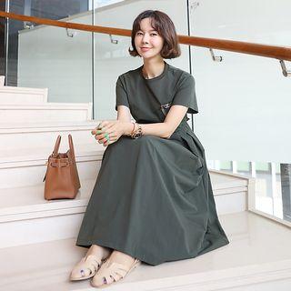 Zip-back Drawstring-waist A-line Dress