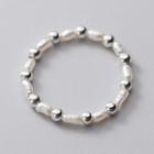 925 Sterling Silver Faux Pearl Ring White Pearl - Silver - One Size