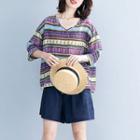 Print V-neck Short-sleeve T Shirt