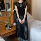 Sleeveless Perforated Knit Midi Dress