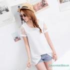 Lace Sleeve Drawstring Long Top