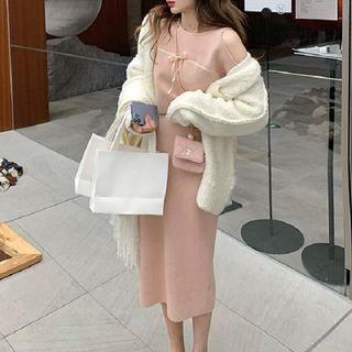 Cold Shoulder Sweater / Knit Midi Skirt