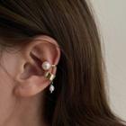 Faux Pearl Alloy Cuff Earring 1 Pair - Gold - One Size