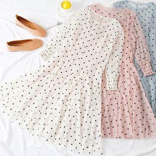 Dotted Mesh A-line Dress With Slipdress