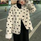 Dotted Button Quilted Jacket Black Dots - White - One Size