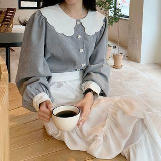 Frill Trim Shirt / A-line Skirt