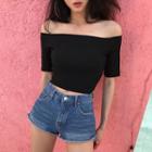Lace-up Back Cropped Short-sleeve T-shirt