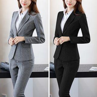 Set: Single-breasted Blazer + Straight-cut Dress Pants