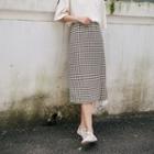 Checker A-line Midi Pencil Skirt