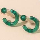 Acrylic Open Hoop Earring 1 Pair - Emerald Green - One Size