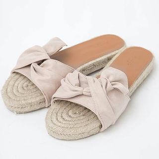 Faux-suede Bow Espadrille Slide Sandals