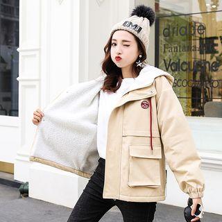 Embroidered Zip Hooded Utility Jacket