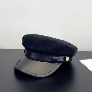 Faux-leather Panel Newsboy Cap