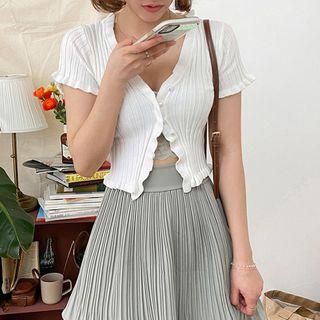 Short-sleeve Frilled Cardigan