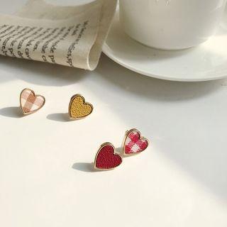 Non-matching Fabric Heart Earring