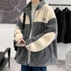 Long-sleeve Color Block Zip Fleece Jacket