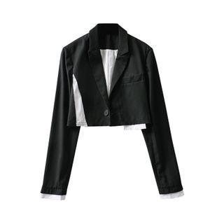 Striped Panel Cropped Blazer