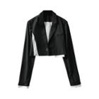 Striped Panel Cropped Blazer
