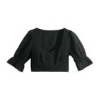Sweetheart Neckline Bell-sleeve Cropped Top