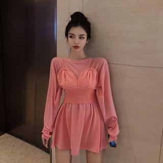 Set: Oversize Long-sleeve T-shirt + Cropped Camisole Top