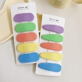Set Of 5: Plain Fabric Hair Clip