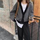 Print Loose-fit Cardigan Black - One Size