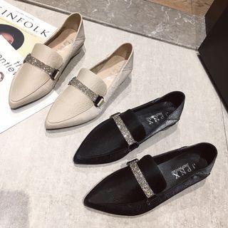 Rhinestone Pointed Loafers