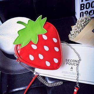 Strawberry Faux Leather Crossbody Bag Strawberry - Red - One Size