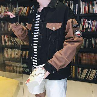 Patch Embroidered Color Panel Jacket