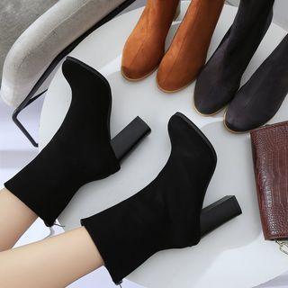 Faux Suede Block High Heel Mid-calf Boots