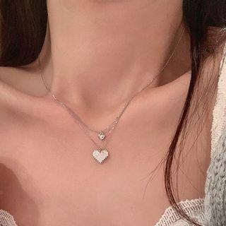 Hear Necklace Silver - One Size